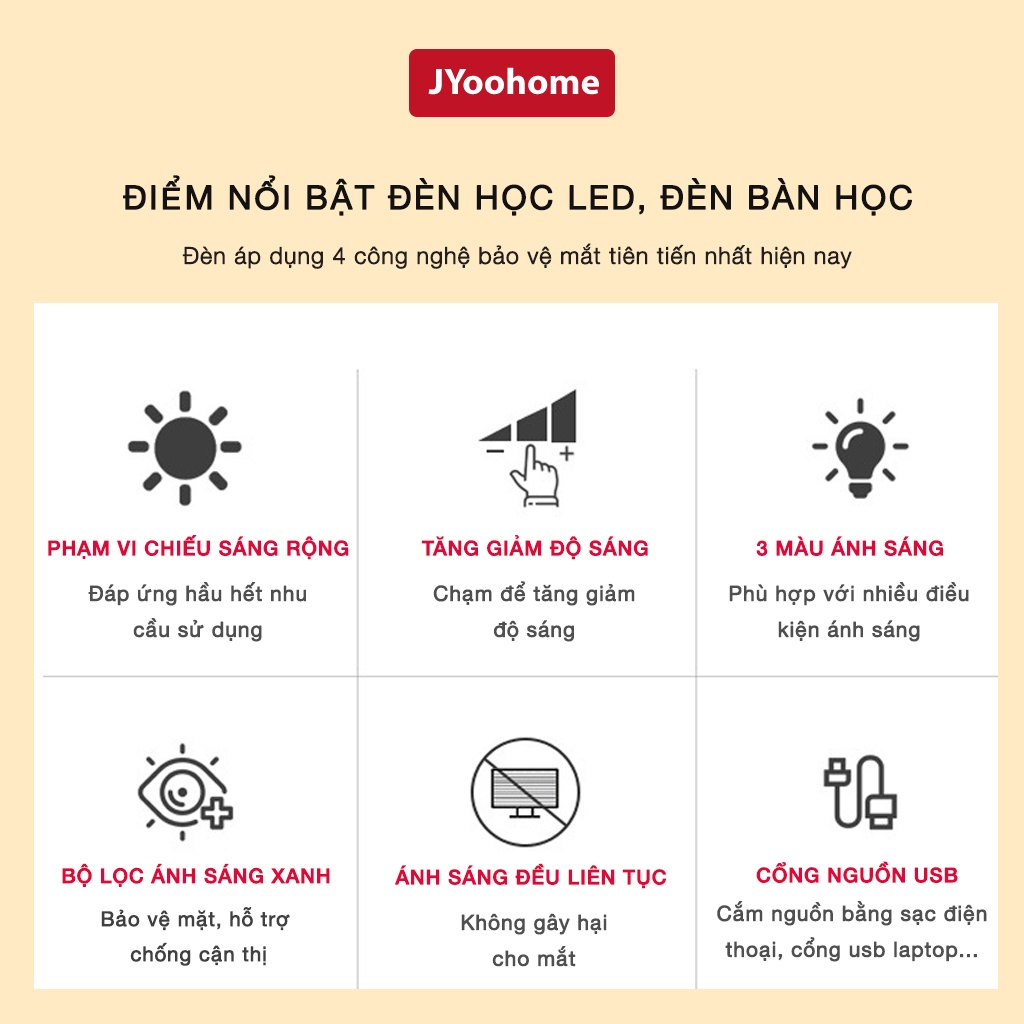 Đèn Học, Đèn Bàn Học Chống Cận Thị Bảo Vệ Mắt, Cảm Ứng 3 Chế Độ Ánh Sáng - Đèn Học Để Bàn LED Đọc Sách, Làm Việc