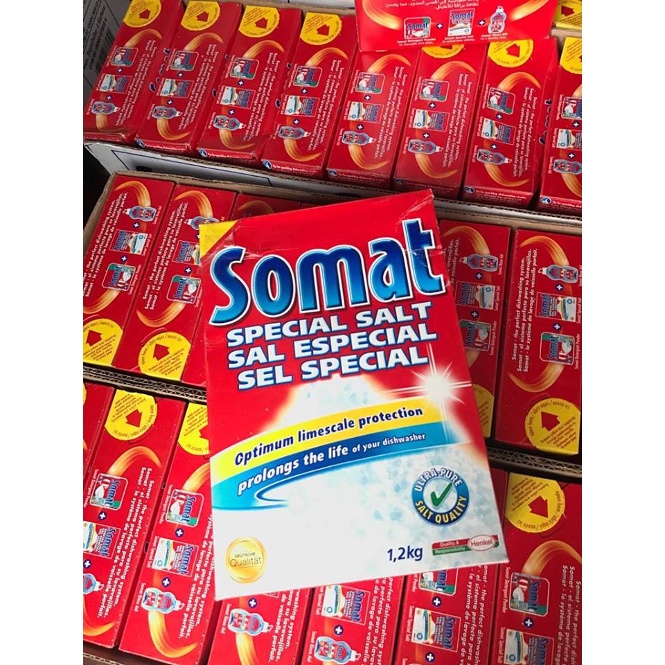 Combo bột rửa bát somat 1,2 kg nuớc làm bóng Somat 750ml và hộp muối somat 1.2 kg