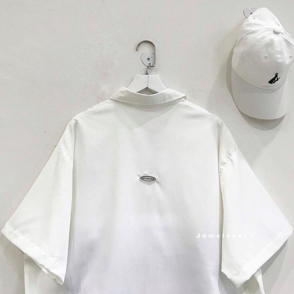 Áo Sơ Mi Nữ Tay Ngắn Thêu Họa Tiết Nhí Đáng Yêu BALE Gồm 3 Màu Trắng - Đen - Hồng - 10038 ( Jem Closet )