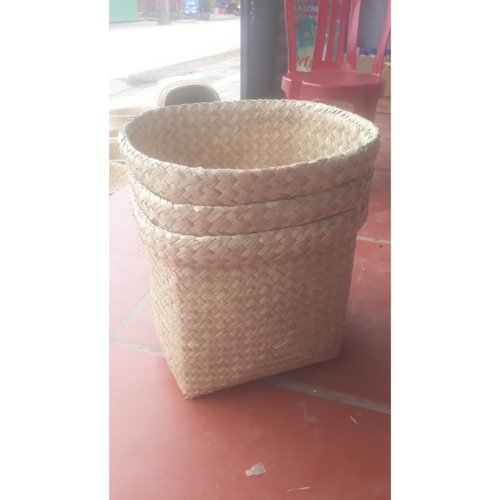 Giỏ cói trồng cây, đựng quần áo/decor tự nhiên kính phi 35cm