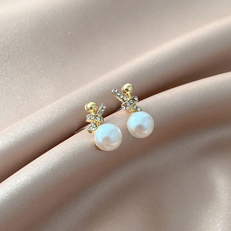 Khuyên tai hạt trai bạc 925 mạ vàng độc đáo lạ mắt trẻ trung sang trọng
