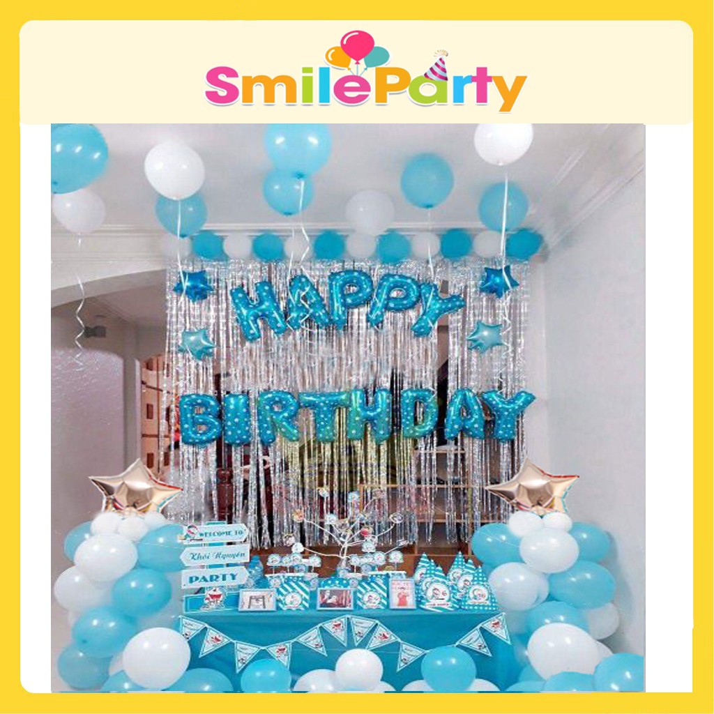 Set Trang Trí Sinh Nhật bóng chữ Happy Birthday 50 Bóng Tròn Kèm Rèm Kim Tuyến Tùy chọn Giá Rẻ Nhất, Hàng Có Sẵn