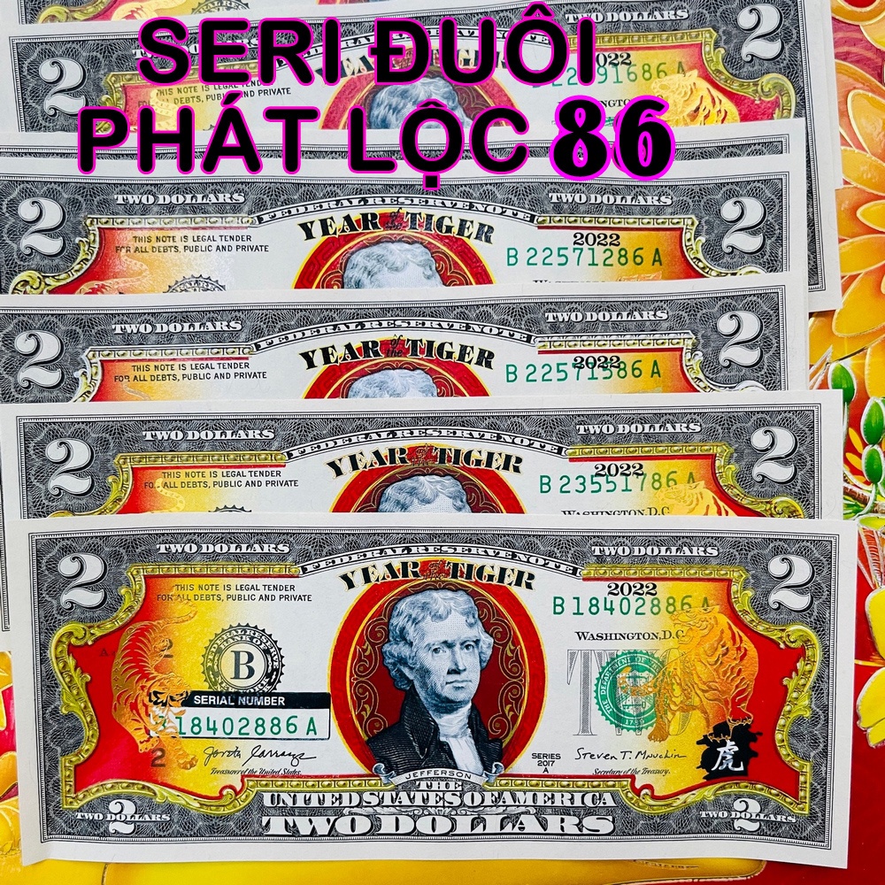 Số Đẹp 86 Phát Lộc - Bộ 2 Đô In Hình Con Hổ Cọp Mạ Vàng 2022