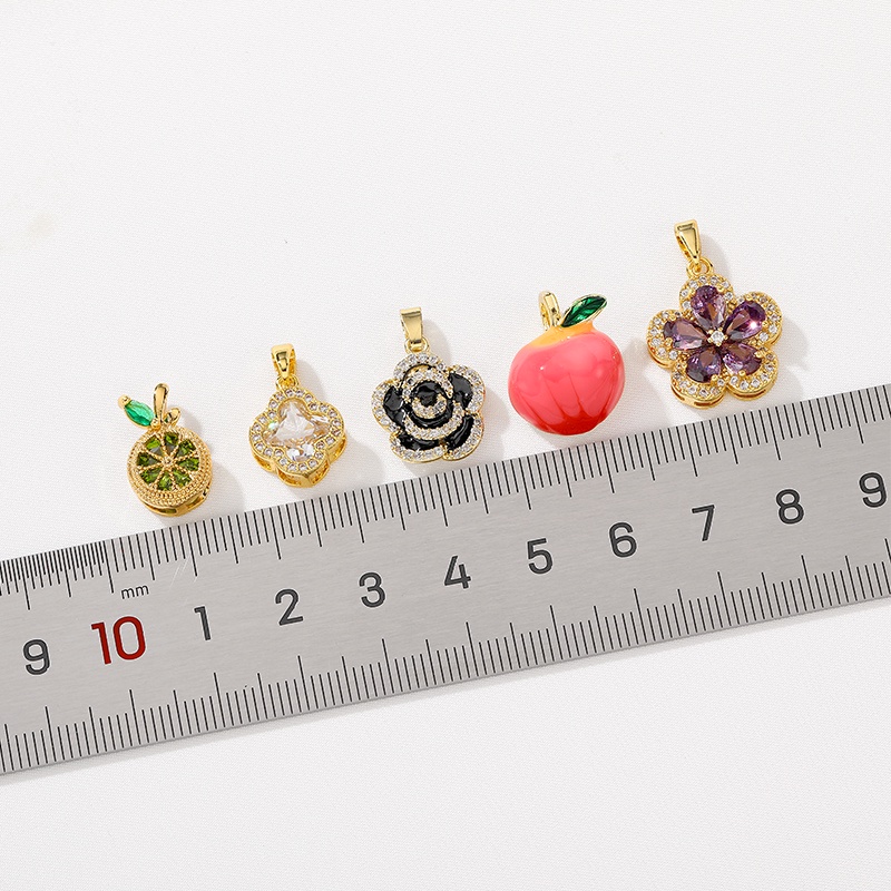 Mặt Dây Chuyền Bằng Đồng Mạ Vàng 18K diy Hình Trái Cây Màu Sắc Xinh Xắn