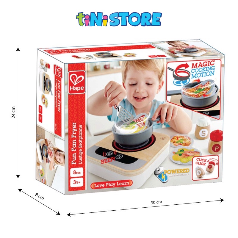 tiNiStore-Đồ chơi bộ gỗ hape bếp và chảo nấu ăn có âm thanh tiNiToy E3164