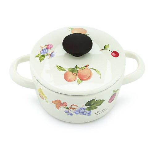 Nồi Thép Tráng Men Nhật FUJIHORO FRV-16w 16cm - 1.6L Frutas Collection II  (  Hoa Văn Trái cây) - Chuyên Xài Bếp Từ