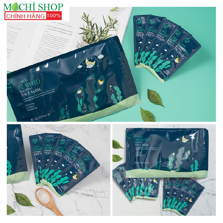 Mặt Nạ Ngủ Tảo Biển Dưỡng Trắng Da Cấp Ẩm Ngừa Mụn Mask Rong Biển Seaweed Laikou Nội Địa MOCHI SHOP Nha Đam Lô Hội