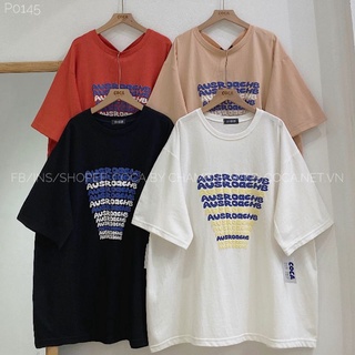 Áo thun áo phông in chữ phồng AUSR form rộng unisex