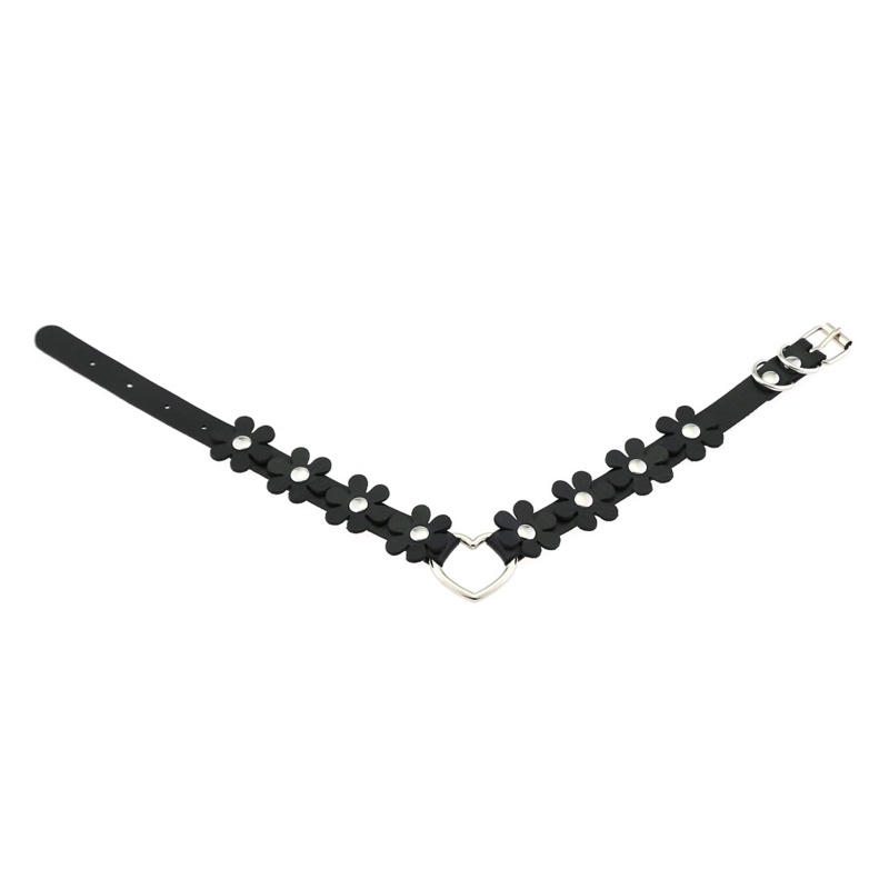 Vòng Cổ Choker Da PU Mặt Hình Trái Tim Phong Cách Punk Thời Trang Dành Cho Nữ