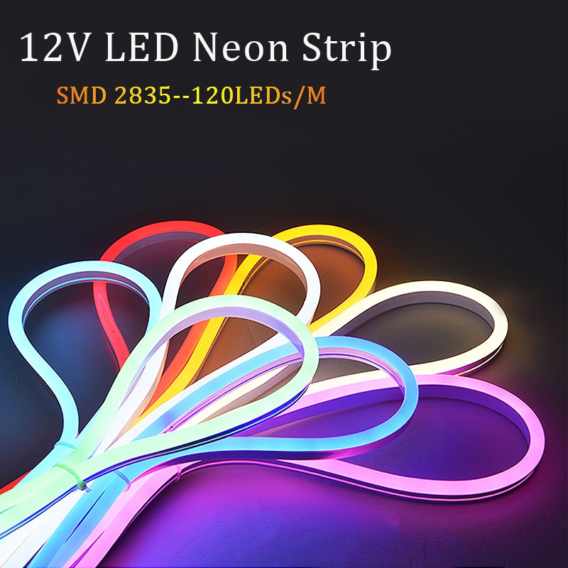 GBKOFĐèn LED Neon Ánh sáng Dấu hiệu Flex DC 12V Chống thấm nước Luces Đèn Led Dải Ruy băng 120 Dải LED Ấm áp Trắng Đỏ Đỏ Xanh Hồng Vàng