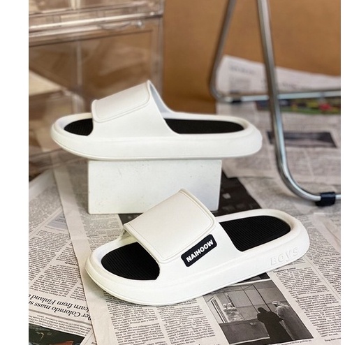 Dép Ulzzang LOẠI 1 - Dép quai ngang nam nữ cao su phối trắng xanh đen chuẩn hàng