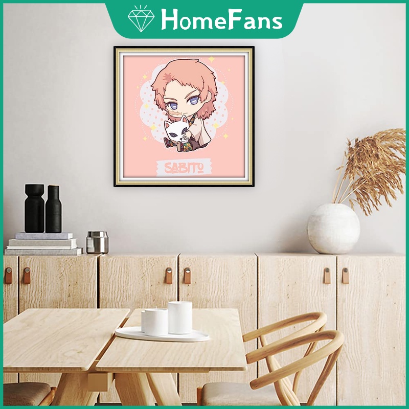 Bộ Tranh Đính Đá 5D Tự Làm Hình Demon Slayer 30x30cm / 40x40cm / 50x50cm Trang Trí Nhà Cửa