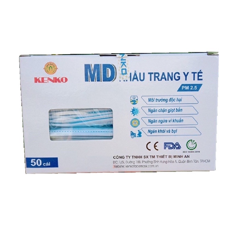 Hộp 50 Cái Khẩu Trang Y Tế 4 Lớp KENKO