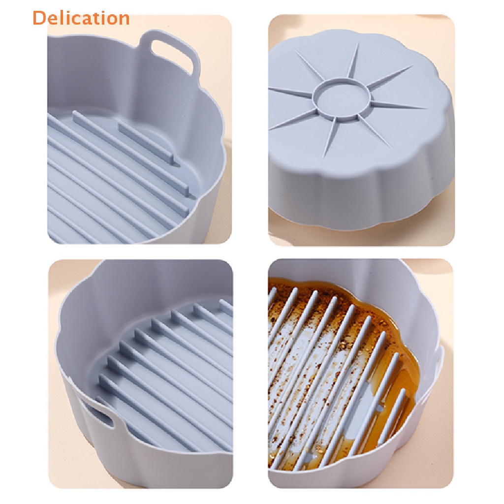 [Delication] 1PC 6.5inch Air Fryer Silicone Pot Reusable Non-Stick Oven Baking Tray Baking