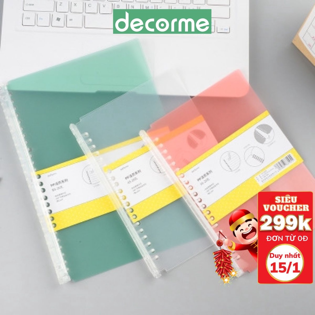 A5 B5 Thanh còng nhựa set bìa nhựa phụ kiện làm sổ còng sổ planner, DECORME