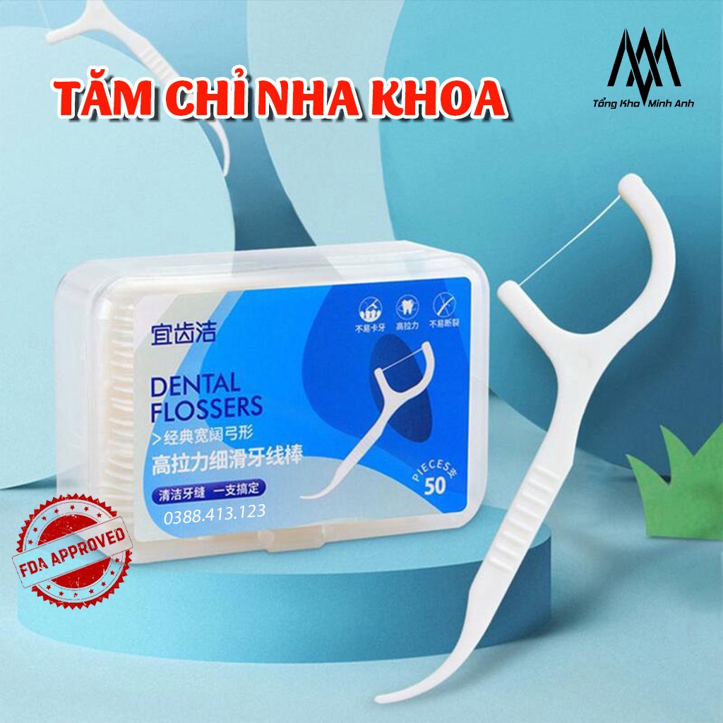 Hộp tăm chỉ nha khoa - Chỉ nha khoa đạt chuẩn FDA - Sợi siêu mảnh - Vệ sinh răng miệng chuyên dụng