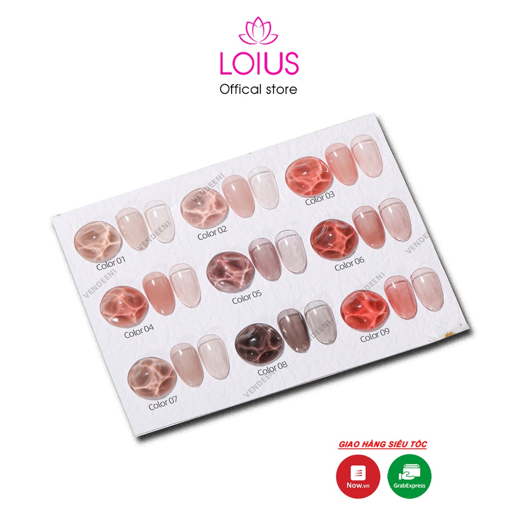 Set sơn gel thạch cao cấp 9 màu Vendeeni mã A41 tặng kèm bảng màu