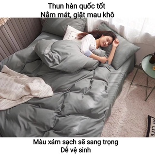 Bộ drap giường, ga giường thun lạnh hàn quốc cao cấp, ra nệm nằm mát không xù lông