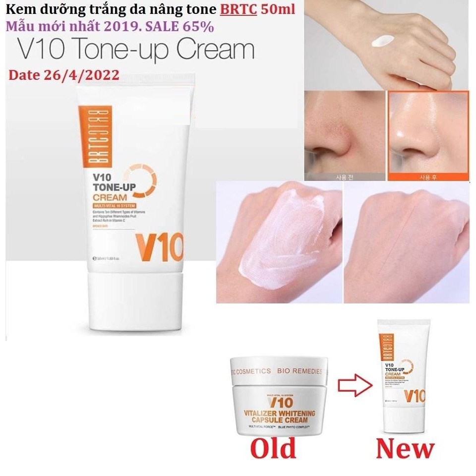 MẪU MỚI 2019 -  Kem dưỡng trắng da nâng tone #BRTC V10 Tone-Up Cream Multi-vital 10 System 50ml