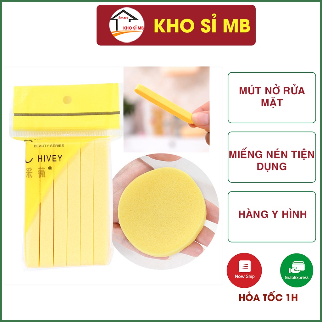 12 miếng mút rửa mặt chivey dạng nén, bông nở-bọt biển rửa mặt 12 miếng kho sỉ mb