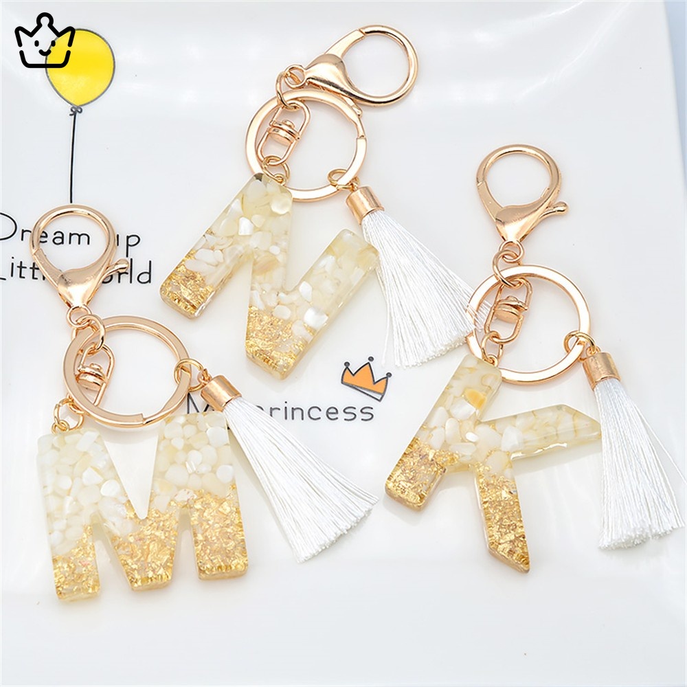 1 Móc Khóa Hình Chữ Cái Tiếng Anh Màu Gradient Bằng Resin Kim Tuyến Vàng Cho Xe Hơi JP6