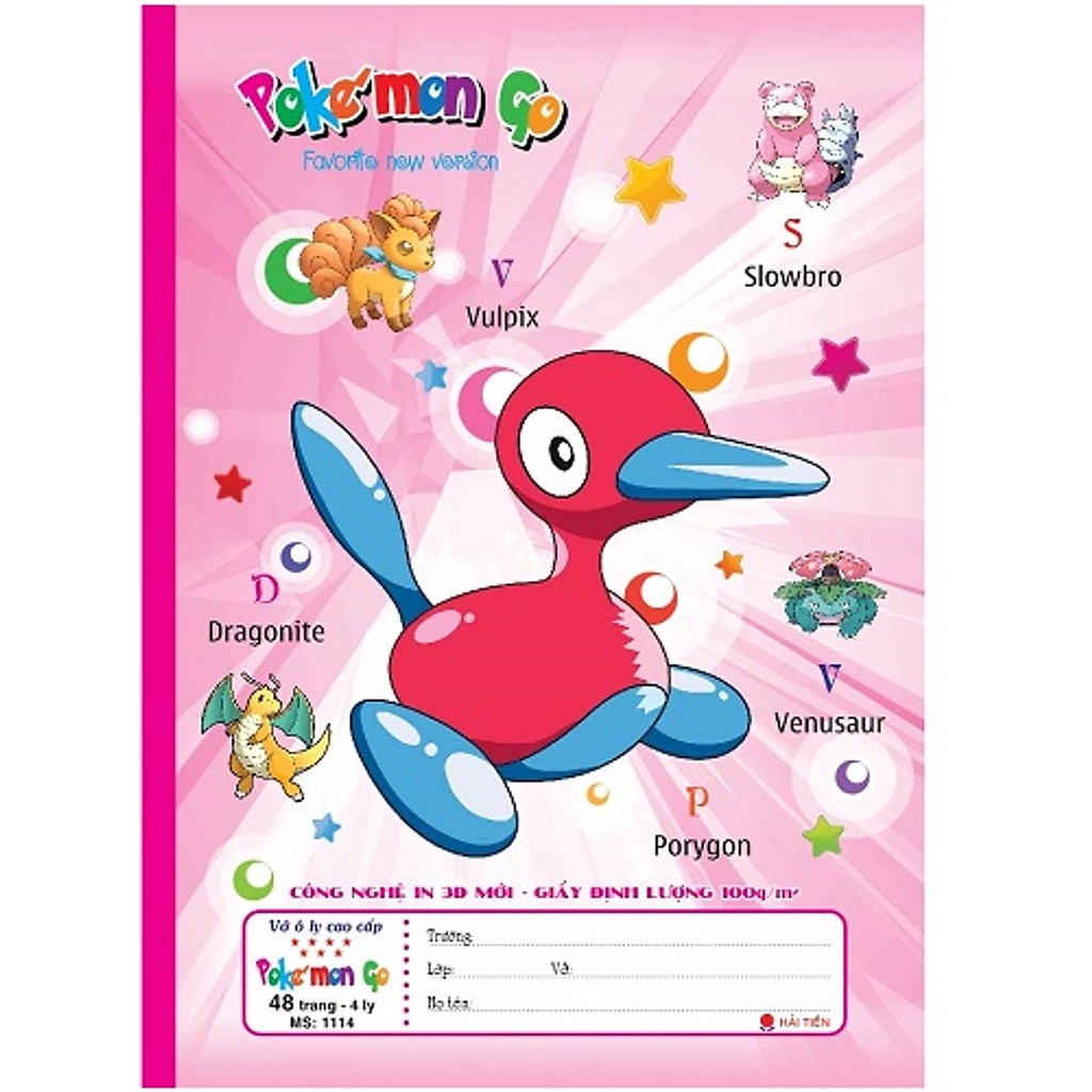 Lốc 10 vở 4 ôly Pokemon 48tr 1114 bìa 3D