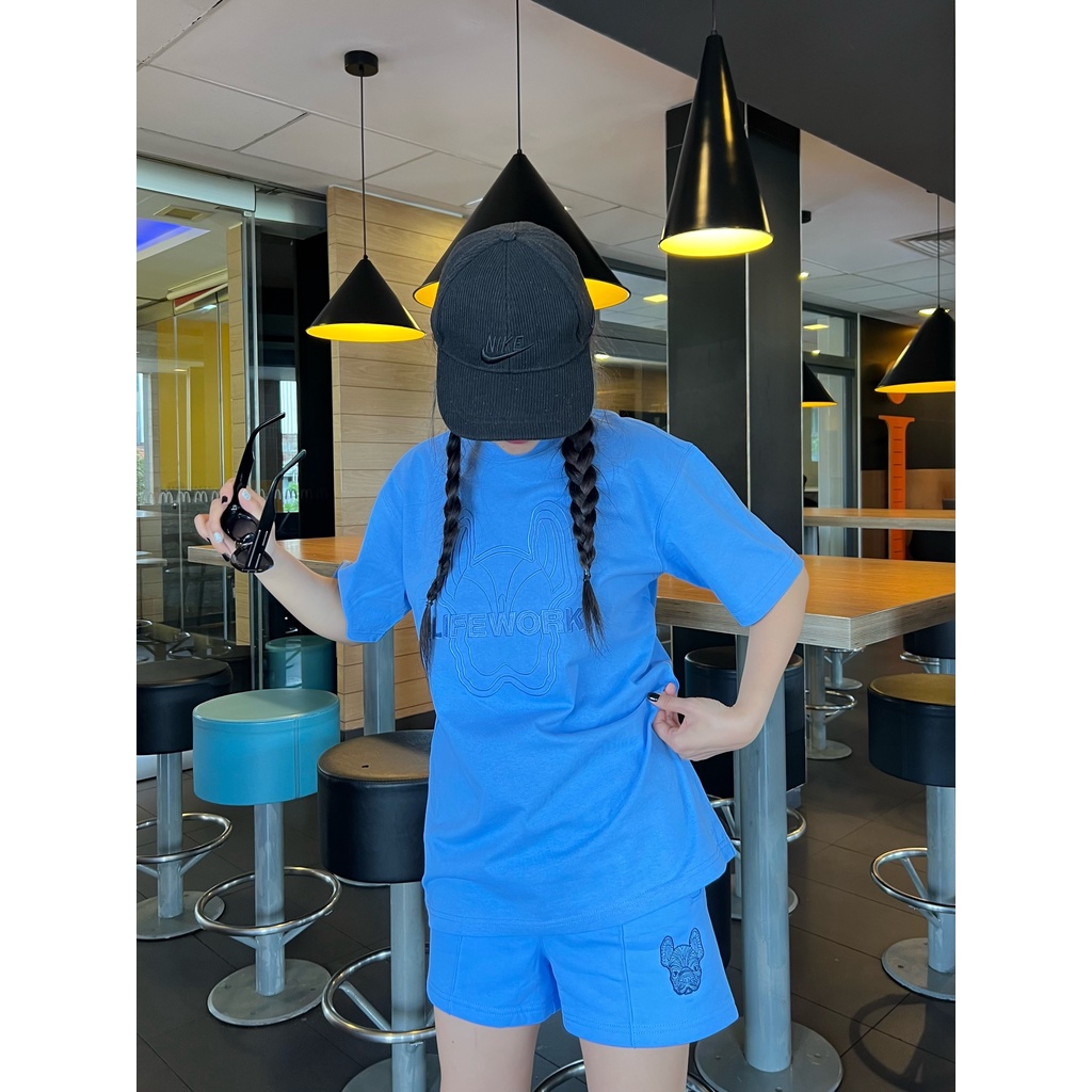 (HÀNG XUẤT XỊN) Áo thun tay dài thêu hình Sweater Lifework Long sleeve T-shirt Blue Full tem-tag, Size S M L Có quần sho