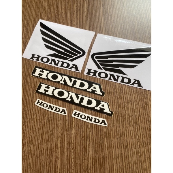 Bộ tem giấy cánh chim và chữ Honda màu đen_NguyDungDecal
