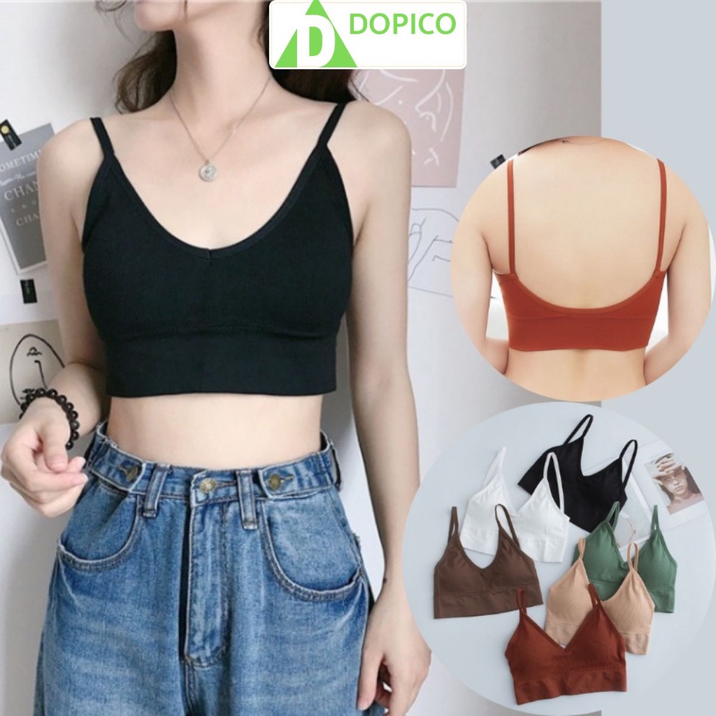 Áo bra nữ 2 dây hở lưng tập gym thể thao, áo lót không gọng khoe bờ vai xinh Dopico A367