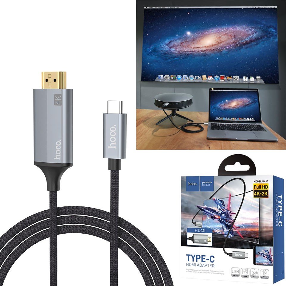 Cáp Chuyển Đổi Hoco UA13 Cổng Type C Sang HDMI Công Nghệ 4K