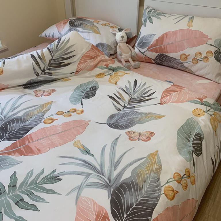 Chăn ga gối cotton poly nhập khẩu mẫu bằng lăng bộ 4 món Chăn, ga , 2 vỏ gối Happy Bedding