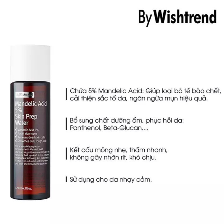 Dung Dịch Tẩy Da Chết Hoá Học By Wishtrend Mandelic Acid 5% Skin Prep Water 120ml | BigBuy360 - bigbuy360.vn