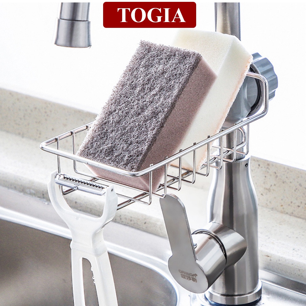 Giá Treo Vòi Rửa Bát Inox Đựng Giẻ Rửa Chén Bát, Xà Bông Giúp Không Gian Thêm Gọn Gàng Ngăn Nắp 16 x 10cm