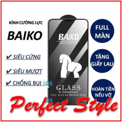 Cường lực Baiko Full màn Oppo A57 A54 A55 A74 A3s A73 Reno 2 2f 3 4 5 6 7 8 7z 8z A94 A16 A16k A5 A9 A52 A92 A93 F11 pro