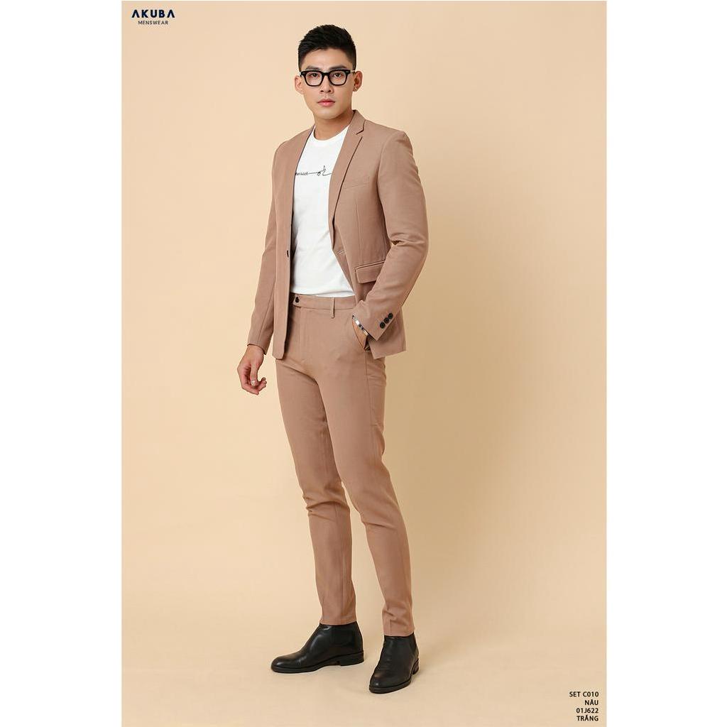 Quần Blazer nam AKUBA form slimfit, không ôm, vải fresco, đứng form, ít nhăn, có 1 nút, phong cách Hàn Quốc | C010