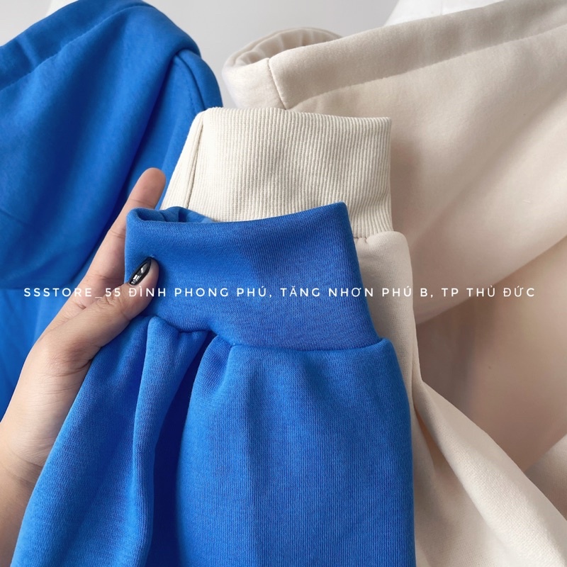 Áo khoác nỉ UNFLUMOSTUDIO 3 màu Kem + xanh +Đen form rộng unisex nam nữ