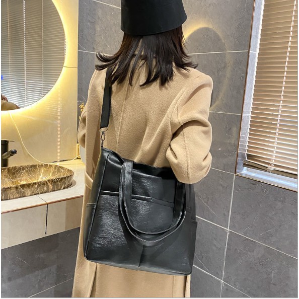 Túi tote da nhám đeo vai tặng kèm gấu xinh P083