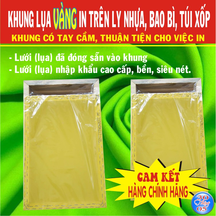 KHUNG LỤA VÀNG CAO CẤP IN TRÊN LY NHỰA, BAO BÌ, TÚI XỐP