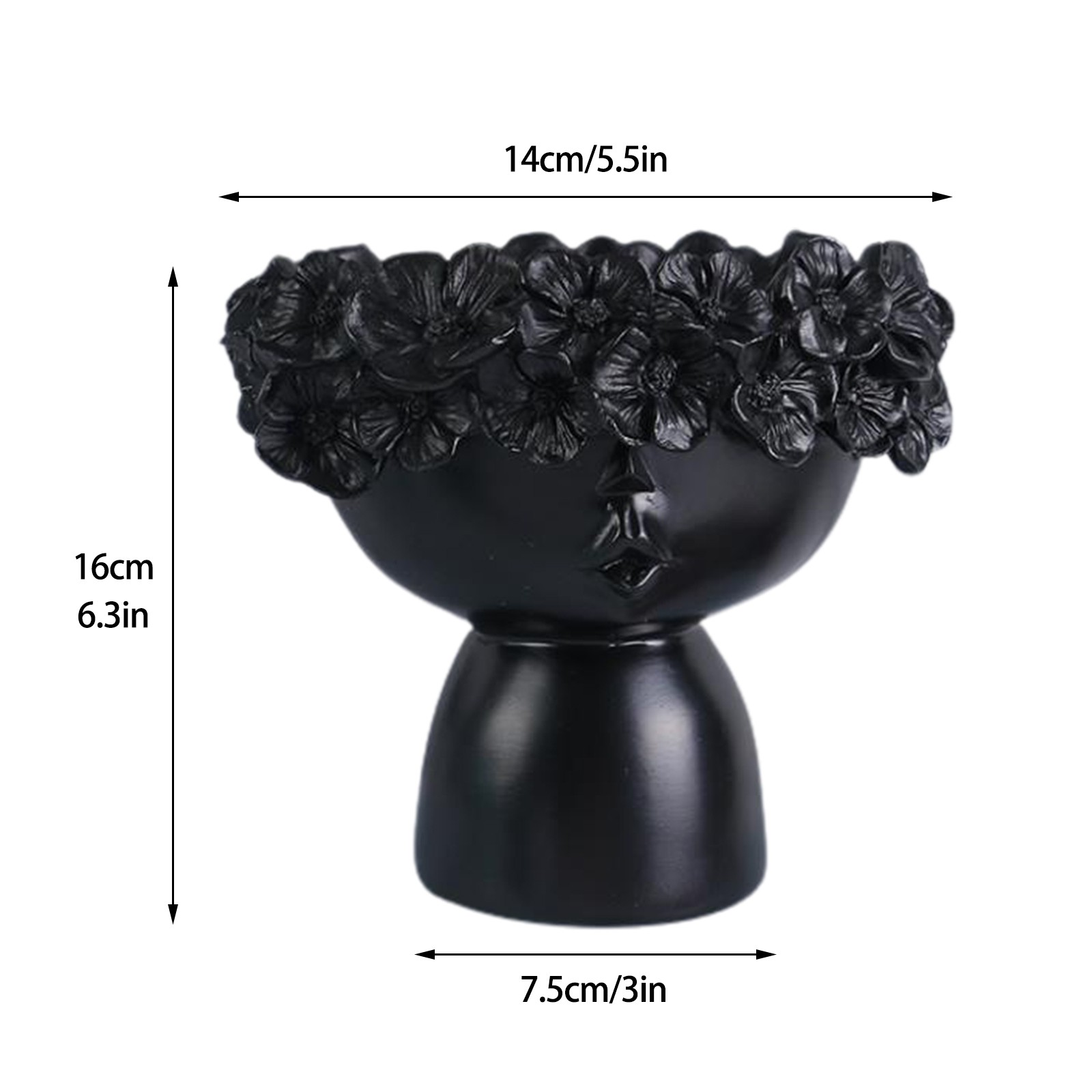 Mona Vase Resin Flower Pot Modern Home Ornaments Decor 16x14x14cm Head Desktop Vases