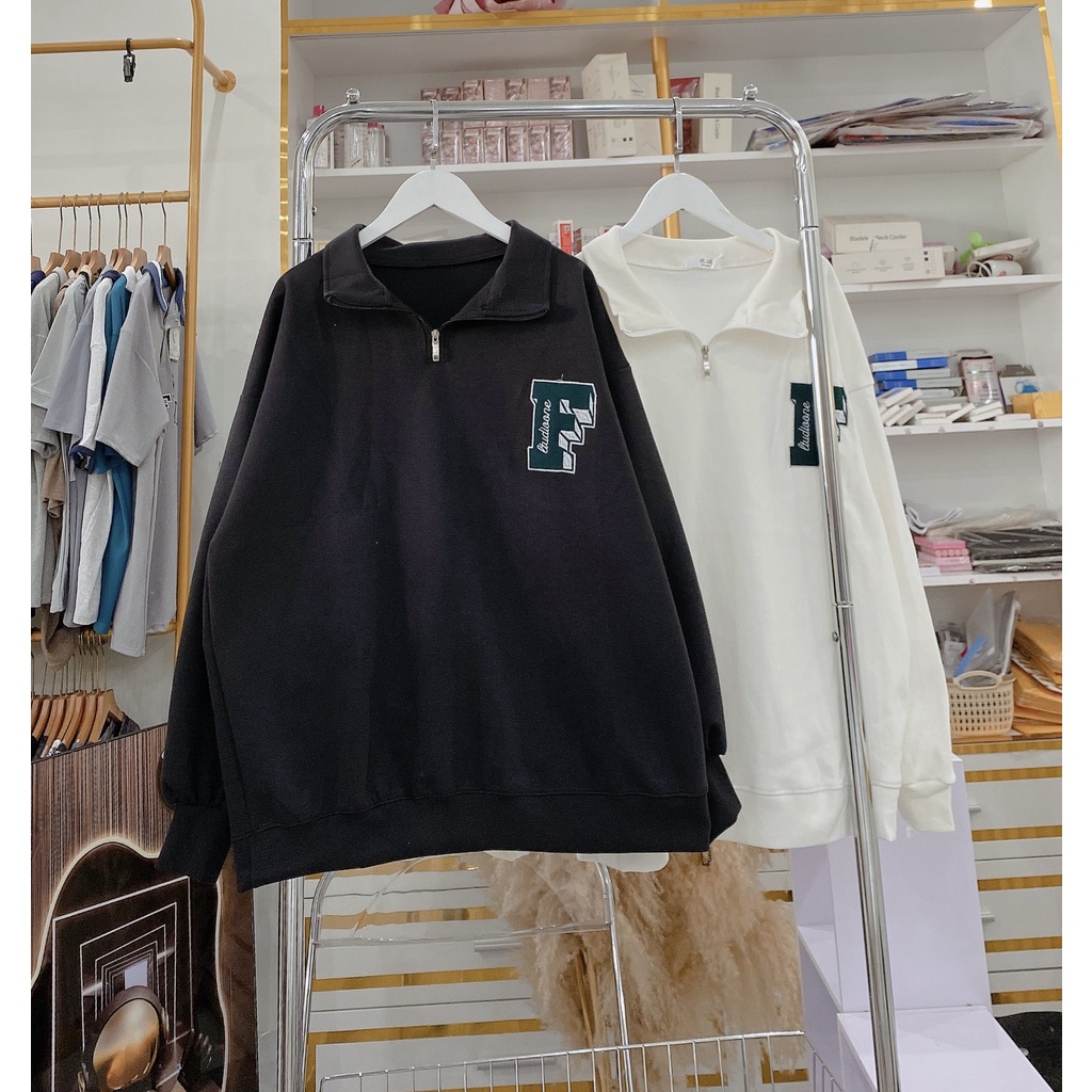 Áo Polo Sweater Form To Thêu Chữ F Nam Nữ Tay Bồng Cổ Bẻ Unisex Bassic