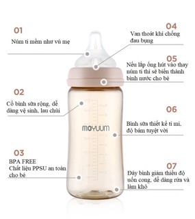 Bình sữa MOYUUM 270ml chuẩn Hàn Quốc