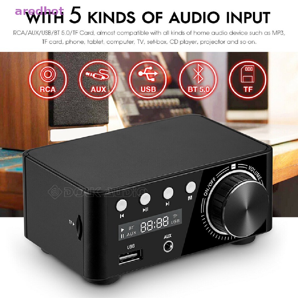 aredhot Bluetooth 5.0 Power Amplifier USB Mini Music Player Stereo Home Car Audio Amp NEW