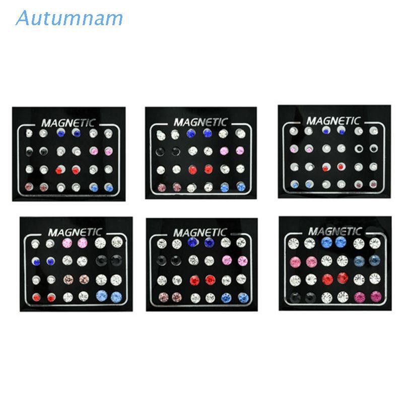 Set 12 Đôi Khuyên Tai Nam Châm Đính Đá Pha Lê Nhiều Màu Thời Trang Cho Nam Và Nữ