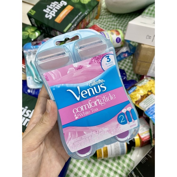 Dao cạo đầu bơ Venus/Bộ dao cạo nữ Gillette Venus Comfortglide White Tea (dùng cho vùng nhạy cảm/ Bikini) set 2 dao cạo