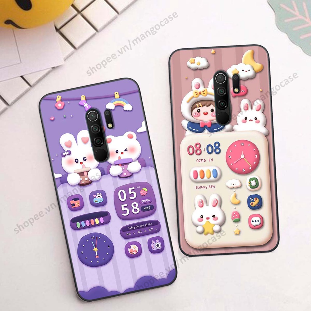 Ốp lưng Xiaomi Redmi 9 hình gấu, thỏ, đồng hồ cute dễ thương