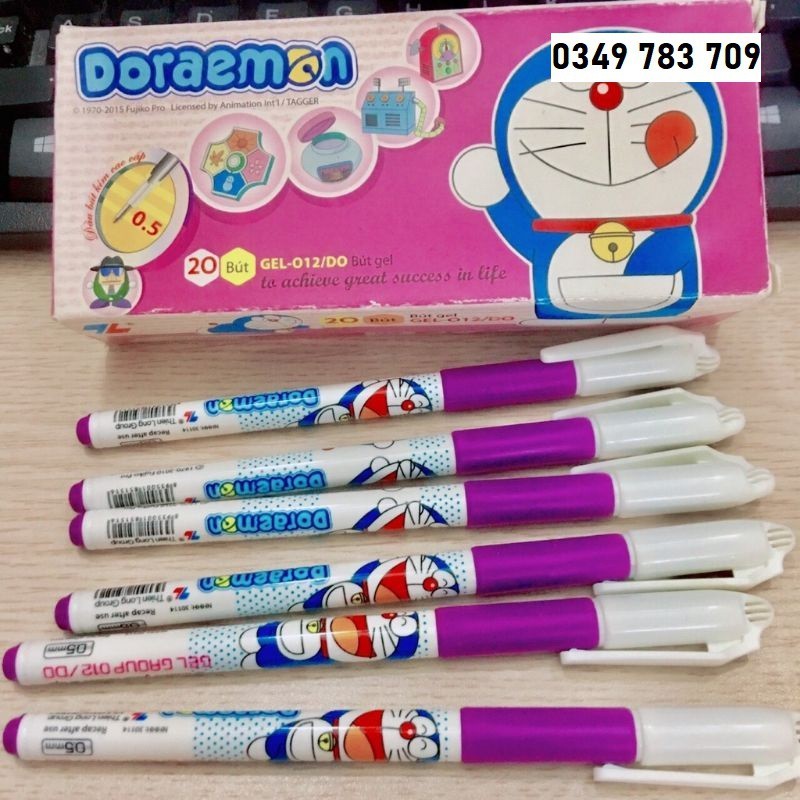 Bút Gel nước doraemon 012 mực tím 0.5mm(bút nước đô rê mon)