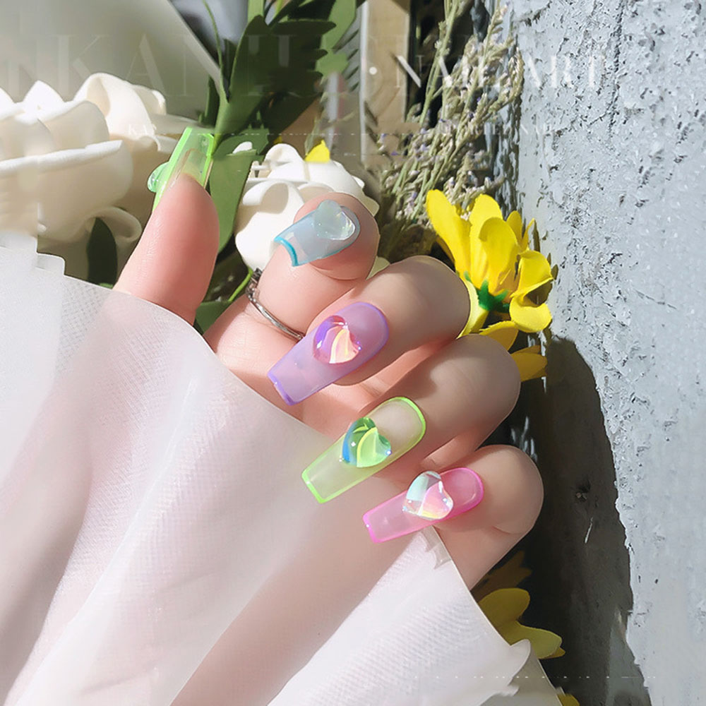 Bộ 10 Viên Đá Trang Trí Móng Tay Hình Trái Tim Thời Trang