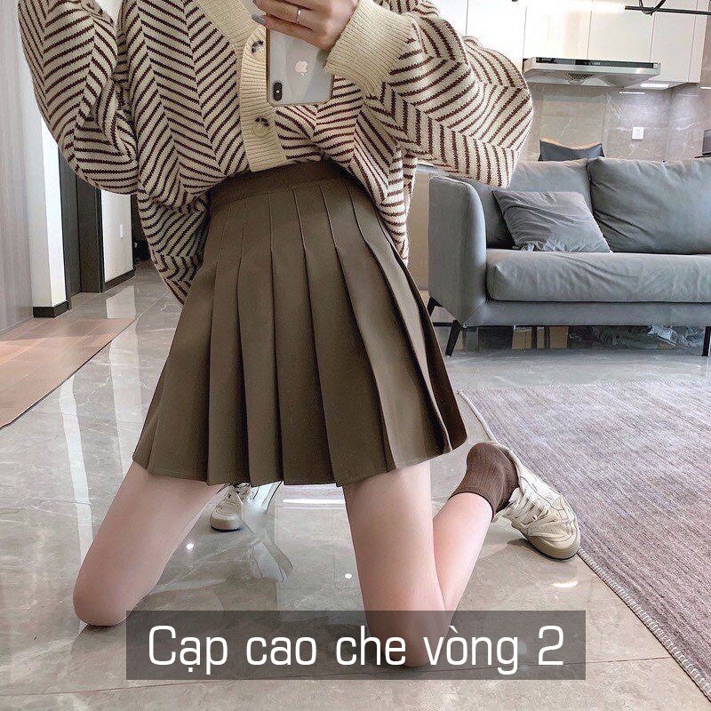 Chân Váy Tennis Freeship Chân Váy Xếp Ly Ngắn Nữ Lưng Cao Màu Đen Chất Umi Hàn V300