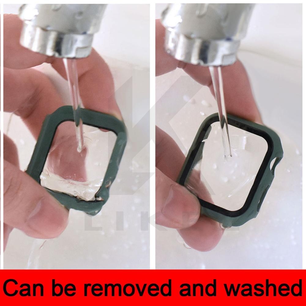 HOT! Ốp nhựa màu mờ bảo vệ kèm kính cường lực cho đồng hồ Apple Watch dòng 7 6 5 4 3 2 SE 41/45/44/42/40/38MM