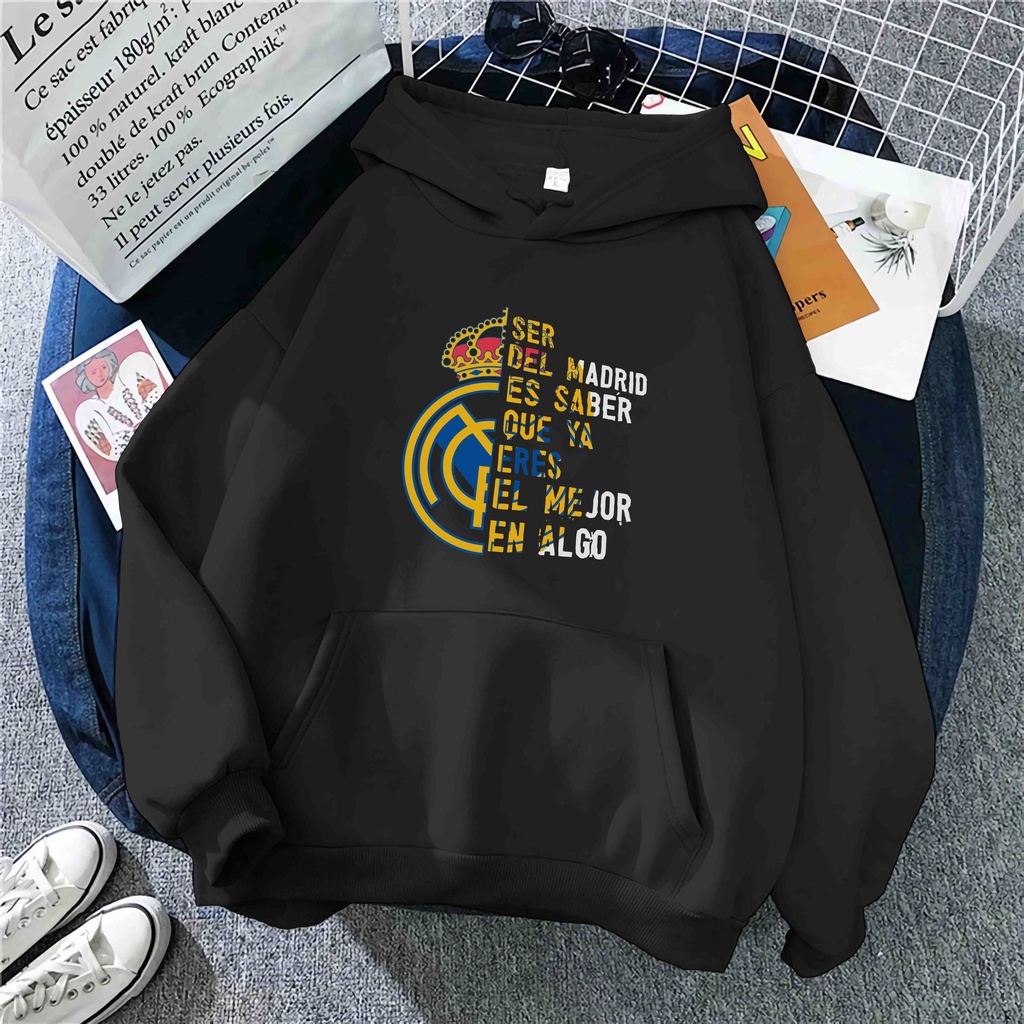 Áo Khoác hoodie In logo real madrid